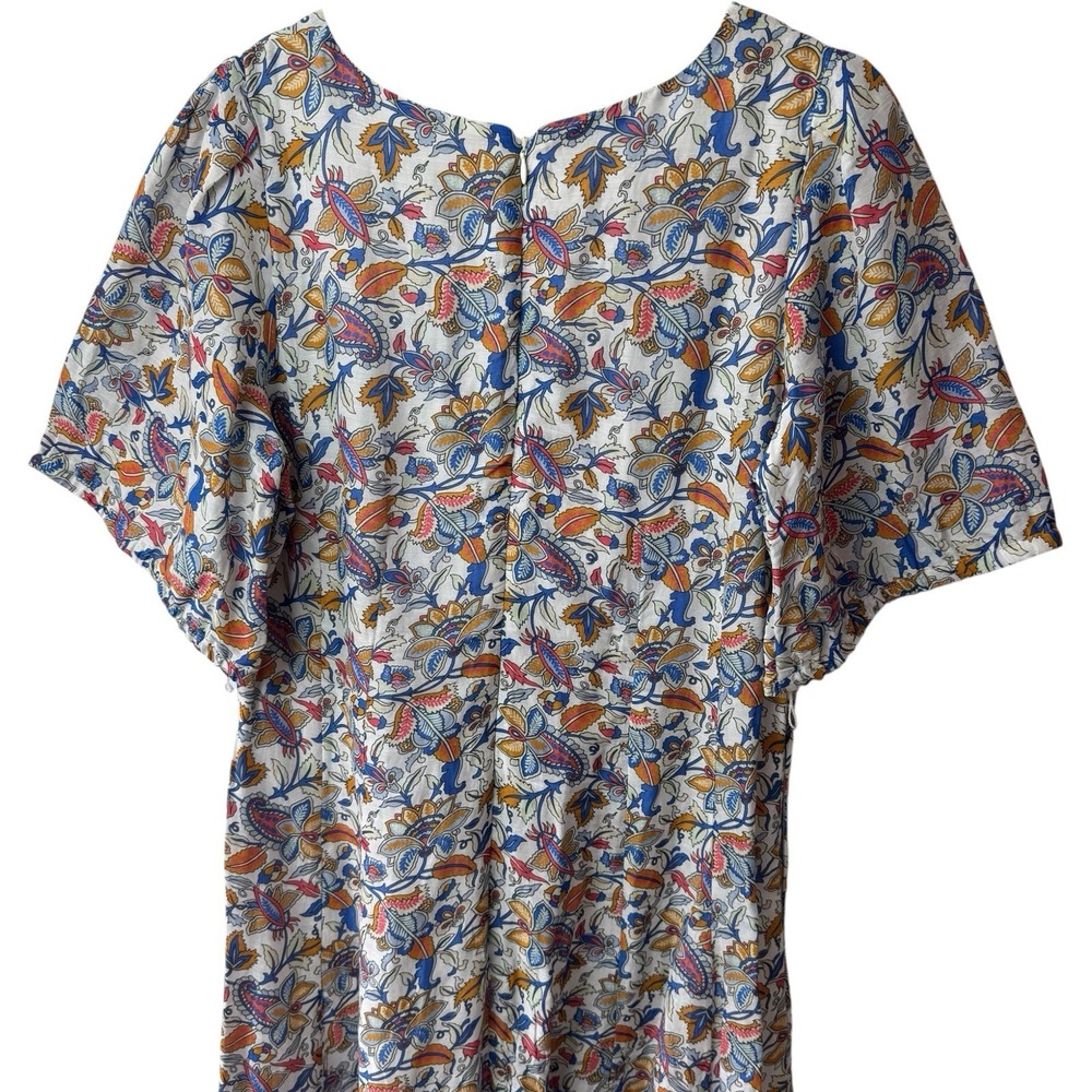 Boden Full Skirt Paneled Linen Blend Midi Dress  Multicolor Paisley Vine 12 - Picture 7 of 12